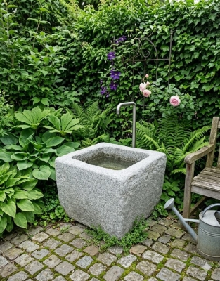 Granitbrunnen rechteckig rustikal 92x86x69