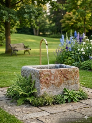 Granitbrunnen rechteckig rustikal 105x90x62