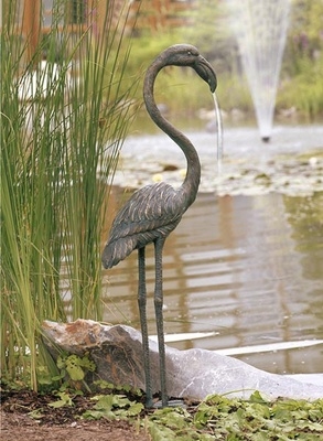 Rottenecker Bronzefigur Flamingo, wasserspeiend