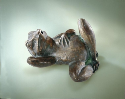 Rottenecker Bronzefigur Fauler Frosch, wasserspeiend