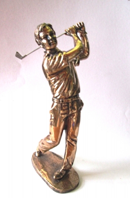 Bronzefigur Golfer Schlger oben
