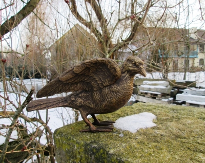 Rottenecker Bronzefigur Taube, Flgel offen